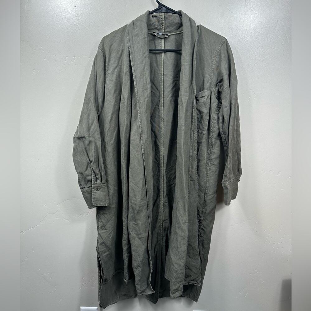 Eileen Fisher Ortega Oversized Long Jacket Tencel / Linen Green Size XXS/XS